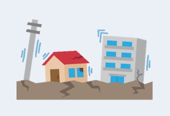 地震に遭っている家のイラスト
